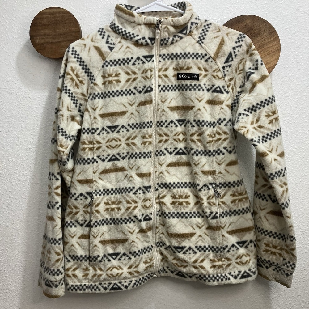 Columbia Aztec Print Fleece Jacket Full Zip Girls XL (18/20) Fits Adult S/M